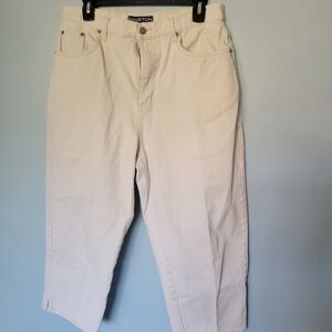 Halston Jeanswear Women's High-waisted Denim  Capri In Neutral Plus Size 14